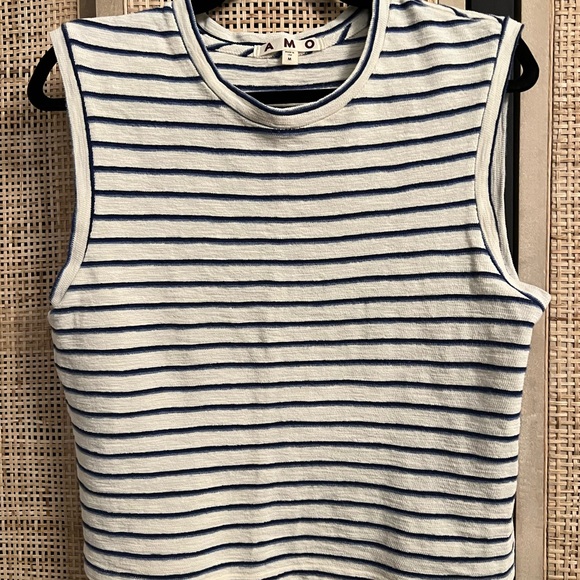 AMO Sleeveless Babe Tee Sloppy Stripe. Size M. - Picture 2 of 9